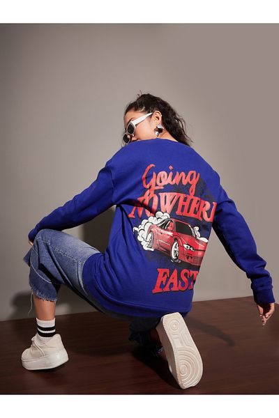 Sassafras By Styli Oversized Graphic Print Dropped Shoulder Sweatshirt