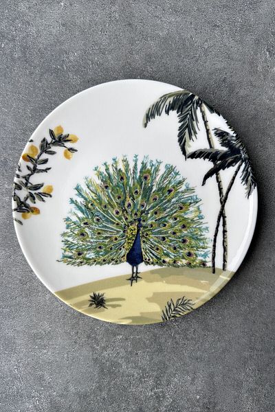 porselenden Peacocks 6 Pieces 6 Seater Premium Porcelain 19 cm Cake Plate Set