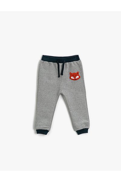 Koton Jogger Sweatpants Fox Plush Applique Λεπτομερής Δέσιμο Μέσης