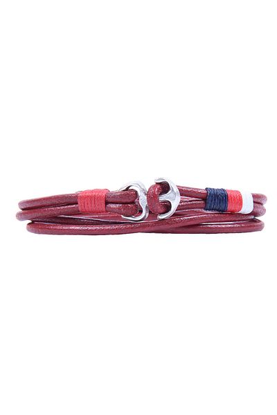 Rouge Anchor Figure Leather Spiral Red Unisex Bracelet