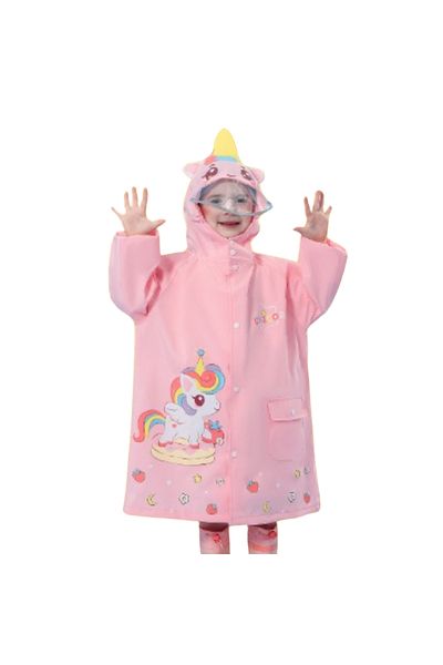 Petityu Unicorn Colorful Mesh Cute Pink Waterproof Raincoat