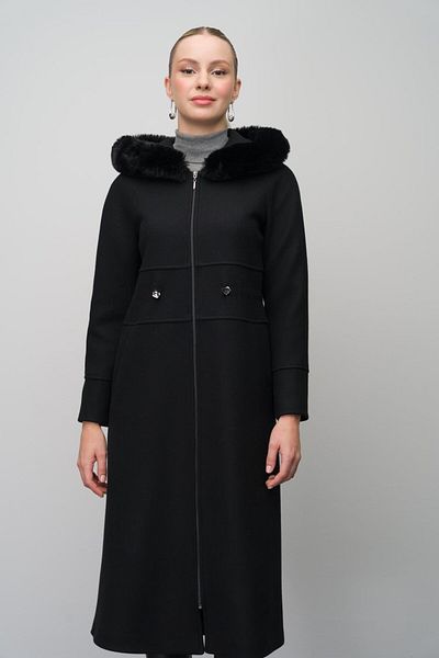 Olcay Șapcă amestecată de lână cu glugă în talie BLACK 6633
