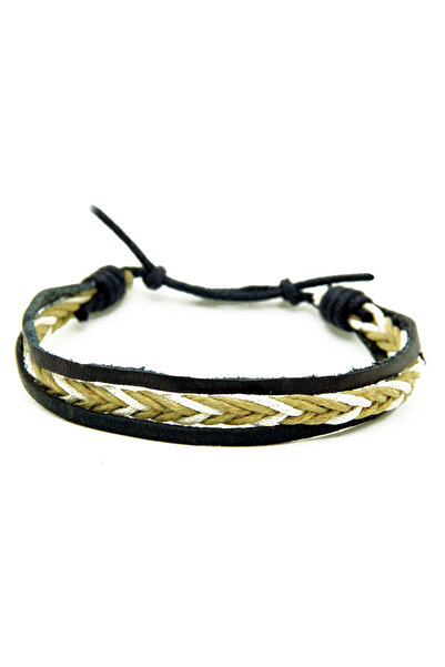 Rouge سوار أمامي للجنسين مع تفاصيل من الجلد والحبل المحبوك