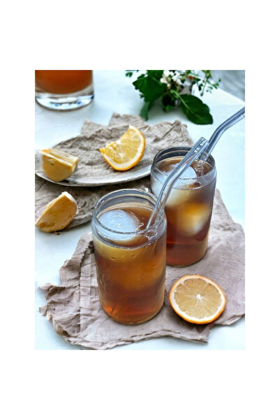 Zucci Home 2 Pieces of 330 ml Borosilicate Glass Glass Cup with Straw - Coffe...