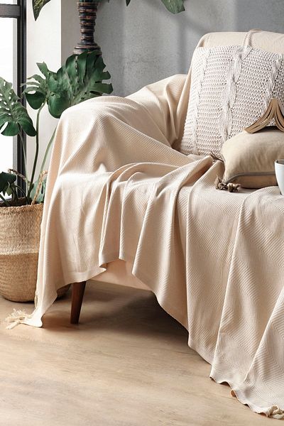 Miracolo Home Βαμβακερό διακοσμητικό κάλυμμα καναπέ ανοιχτό καφέ 170x230 Μέγεθος Βέλτιστη αντιολισθητική σχεδίαση