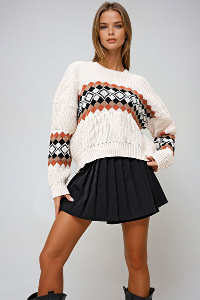 VAGGON Γυναικείο Μπεζ Μπλουζάκι Triko Crop με Λαιμόκοψη Ποδηλάτου Prmx9272