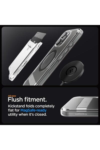 Spigen Ultra Hybrid S MagFit for iPhone 16 PRO case with Kickstand [MagSafe compatible] - Graphite