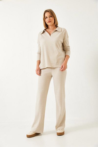 Bianco Lucci Women's Polo Neck Knitwear Bottom Top Set 0183 60261103