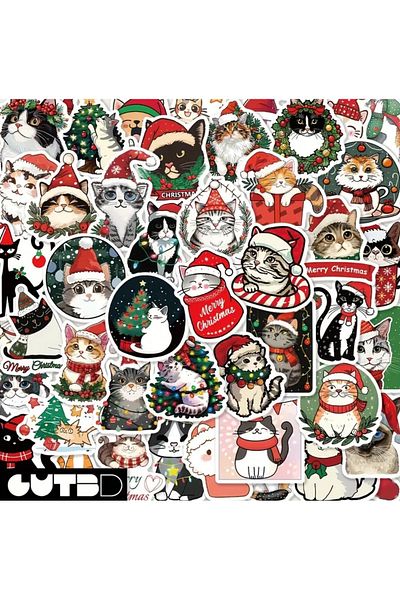 Kawai Christmas Themed New Year Cute Cat Sticker 20 Pieces
