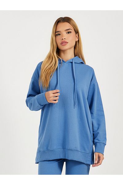 Styli Oversized Longline Hoodie with Dropped Shoulder