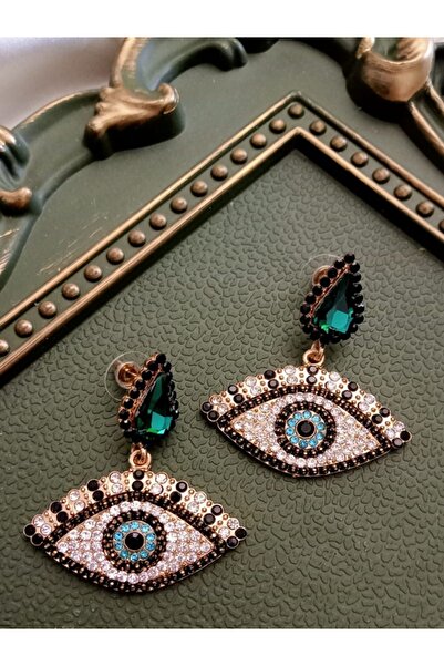 Shisa Jewel Türk Göz Boncuk Püskül Dangle Küpe Kadınlar için Boho Abartılı Bildirimi Takı Kristal Küpe (A22)