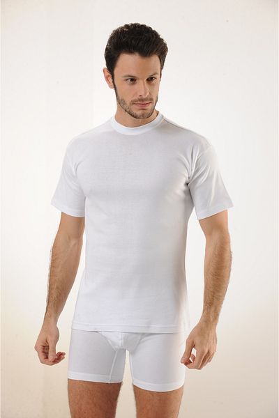MODA 100% Cotton Soft Textured Rib White Closed Neck Men's Tank Top