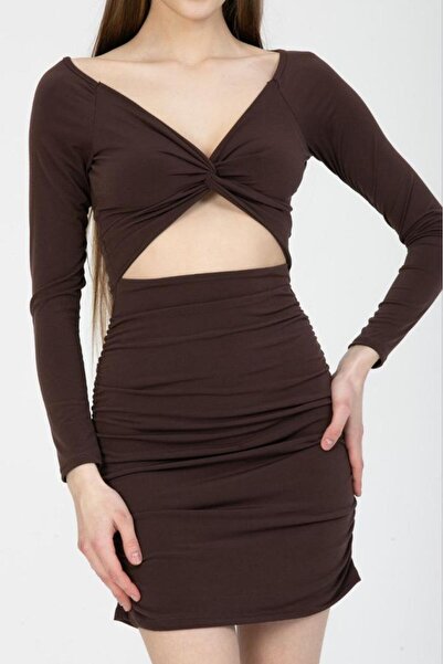 CEYS Sandy Cut Out Detay Uzun Kollu Mini Elbise