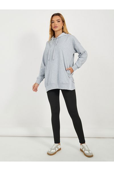 Styli Oversized Longline Hoodie with Dropped Shoulder