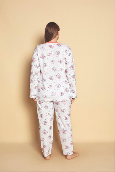 CALİA Women's Front Buttoned Oversized 2 Thread Raised Pajamas Set