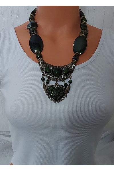 Virgo Green Solid Brass Alloy Cast Necklace