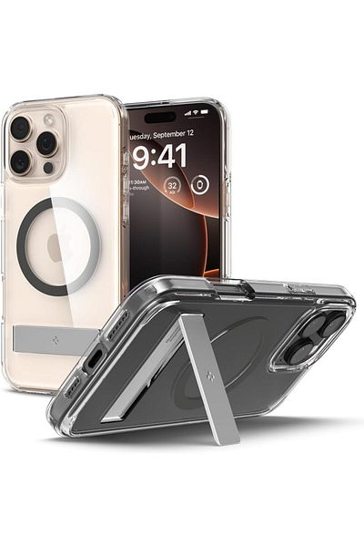 Spigen Ultra Hybrid S MagFit for iPhone 16 PRO case with Kickstand [MagSafe compatible] - Graphite