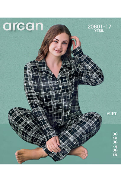 ARCAN Set de pijamale cu mâneci lungi cu nasturi din piele intoarsa Battal