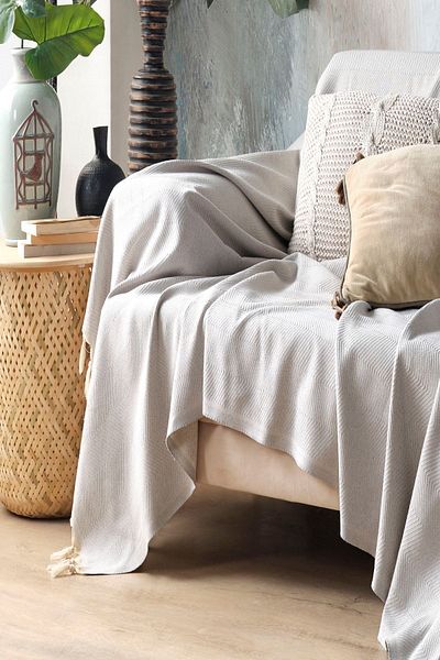 Miracolo Home Γκρι βαμβακερό διακοσμητικό κάλυμμα καναπέ μεγέθους 170x230 Βέλτιστο αντιολισθητικό σχέδιο