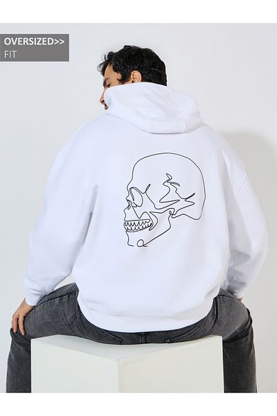 Styli Skull Back Print Heavyweight Oversized Hoodie