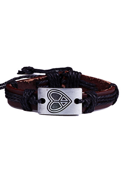 Rouge سوار جلدي للجنسين برمز الحب والسلام