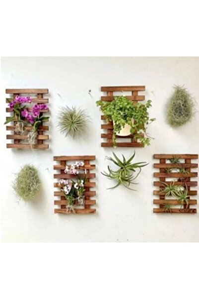 Emek Ahşap & Aksesuar Doğal Ahşap 3'lü çiçeklik Standı