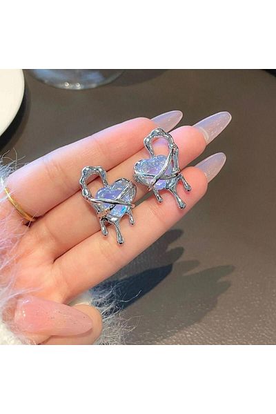 Vintageamer Heart Mercury Look Earrings