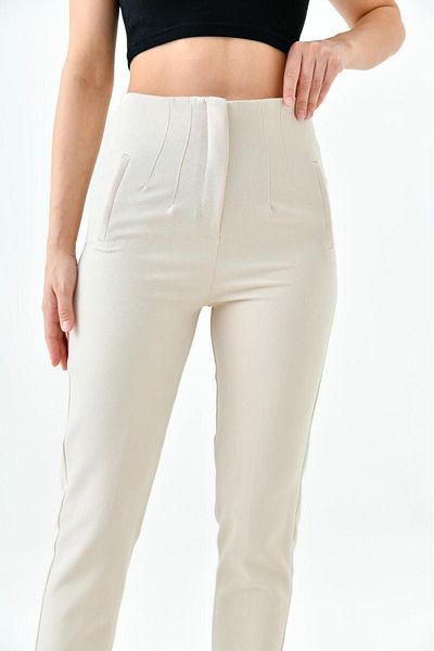 MİSLİNE High Waist Pliers Skinny Leg Women's Fabric Pants