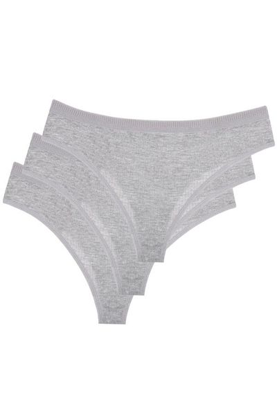 armonika Γκρι βαμβακερό Lycra γυναικείο στρινγκ κιλότ - Συσκευασία 3 ARM-25K 200004