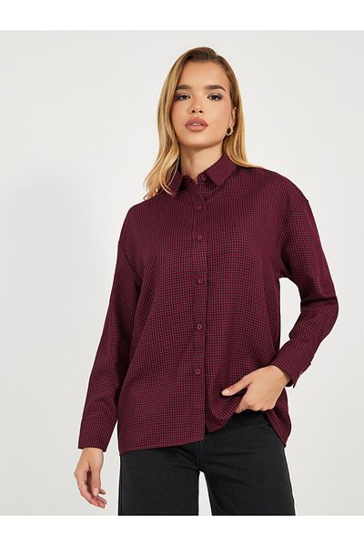 Styli Check Oversized Shirt with Button Placket