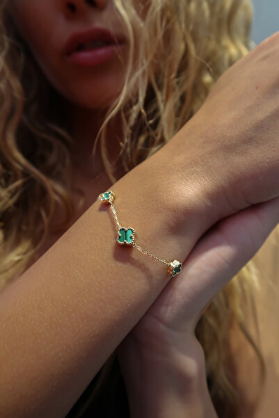 EKİNCİ KUYUMCULUK Yeşil Yonca Altın Bileklik Küçük