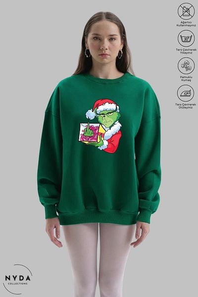Nyda Collections Grinch Christmas New Year Printed - Unisex μακρυμάνικο φούτερ χωρίς κουκούλα