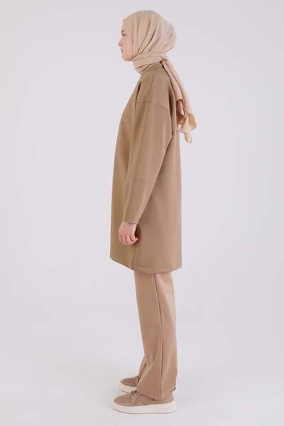 ALLDAY Σκούρο μπεζ μπουφάν με κολάρο κολλεγίου με φερμουάρ