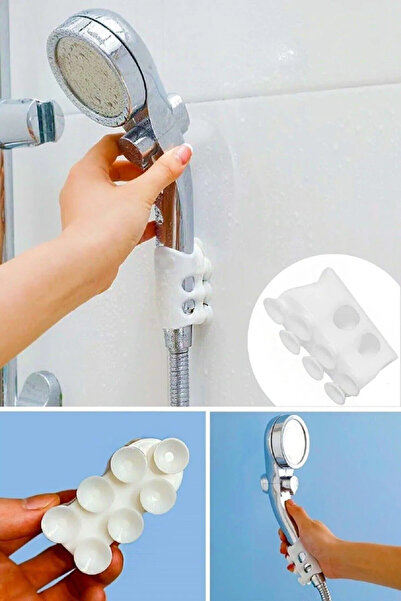 RED KİTCHEN Vantuzlu Duş Başlığı Tutacağı Silikon Vantuzlu Banyo Başlığı Askı...