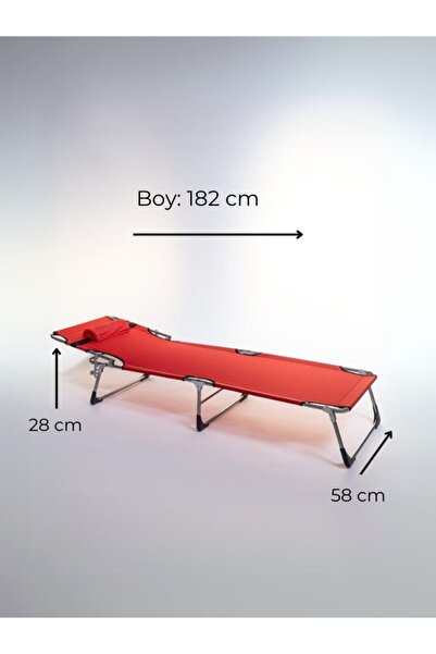 ecm proger ECMPROGER KATLANABİLİR YASTIKLI LÜKS ŞEZLONG / KAMPET - KIRMIZI