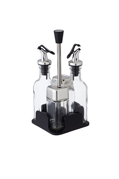 Dania طقم مكون من 4 قطع من مزيتة وحامل باللون الفضي مع حامل