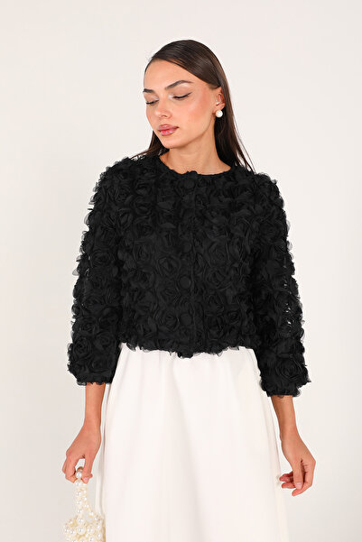 Melike Tatar Black Rose Short Jacket 32-3414