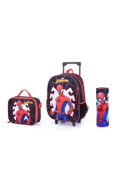 Marvel 3-Piece Spiderman Printed Zipper Trolley Backpack Set