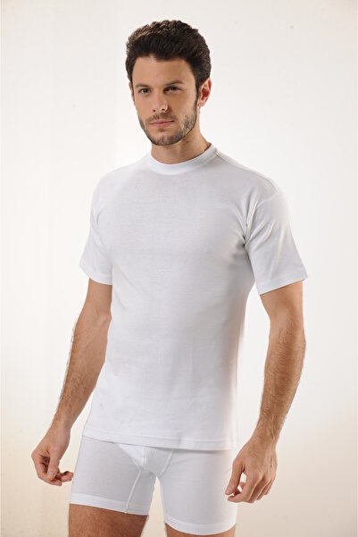 MODA 100% Cotton Soft Textured Ribbed Men's White Undershirt