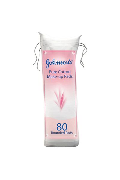 Johnson & Johnson مناديل مكياج قطنية، 80 قطعة، وردي