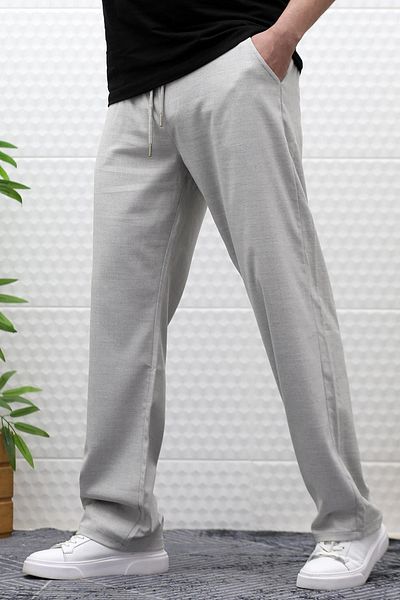 WAFRA Men's Baggy Fabric Summer Trousers - Elastic Waist