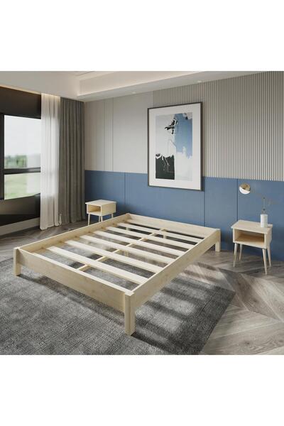 renazzo mobilya LOFT MASİF ÇAM AHŞAP KARYOLA DOĞAL RENK (160X200)