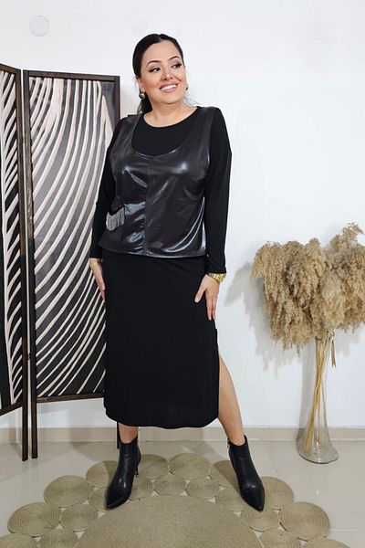 sinemisxxl Long Slit Dress and Sweater Set