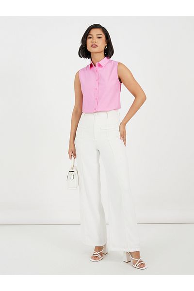 Styli Buttoned Down Loose Fit Sleeveless Shirt