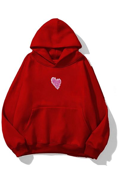 The Champ Clothing Унисекс суитшърт с качулка и полар, червен принт No Fear