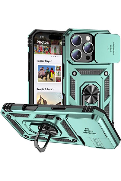 m.tk moveteck İphone 16 Pro Max Kılıf Kamera Korumalı Sürgülü Yüzüklü Standlı...