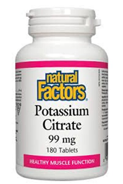 Natural Factors مكمل سترات البوتاسيوم، 99 ملجم، 180 قرصًا