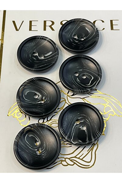 ODDA TASARIM ATÖLYESİ Set of 6 Black and White Striped Buttons - Coat Length ...