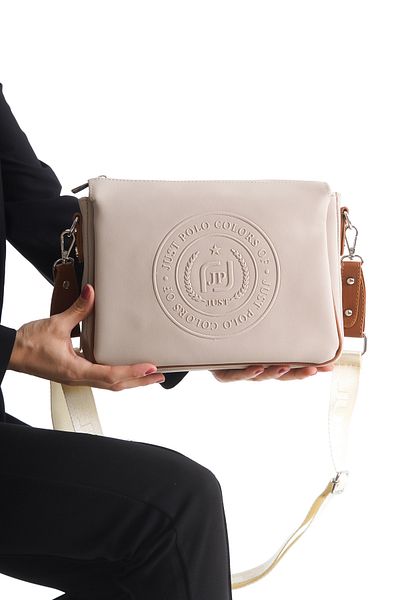 Just Polo Women's Cross Shoulder 3 Compartment Daily Adjustable Long Strap Postman Shoulder Bag