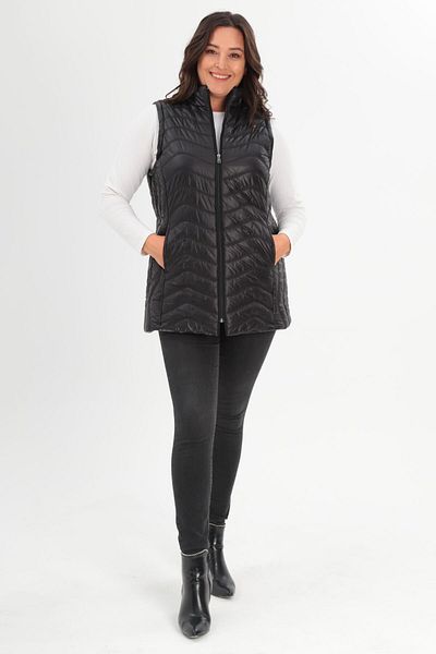 Metpoint Trend42Plus Plus Size Wave Pattern Quilted Black Vest